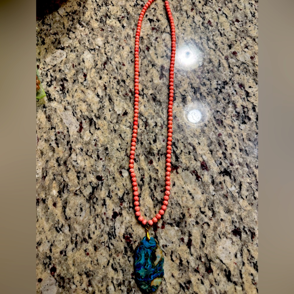 Chrysocolla Pendant Crystal Necklace